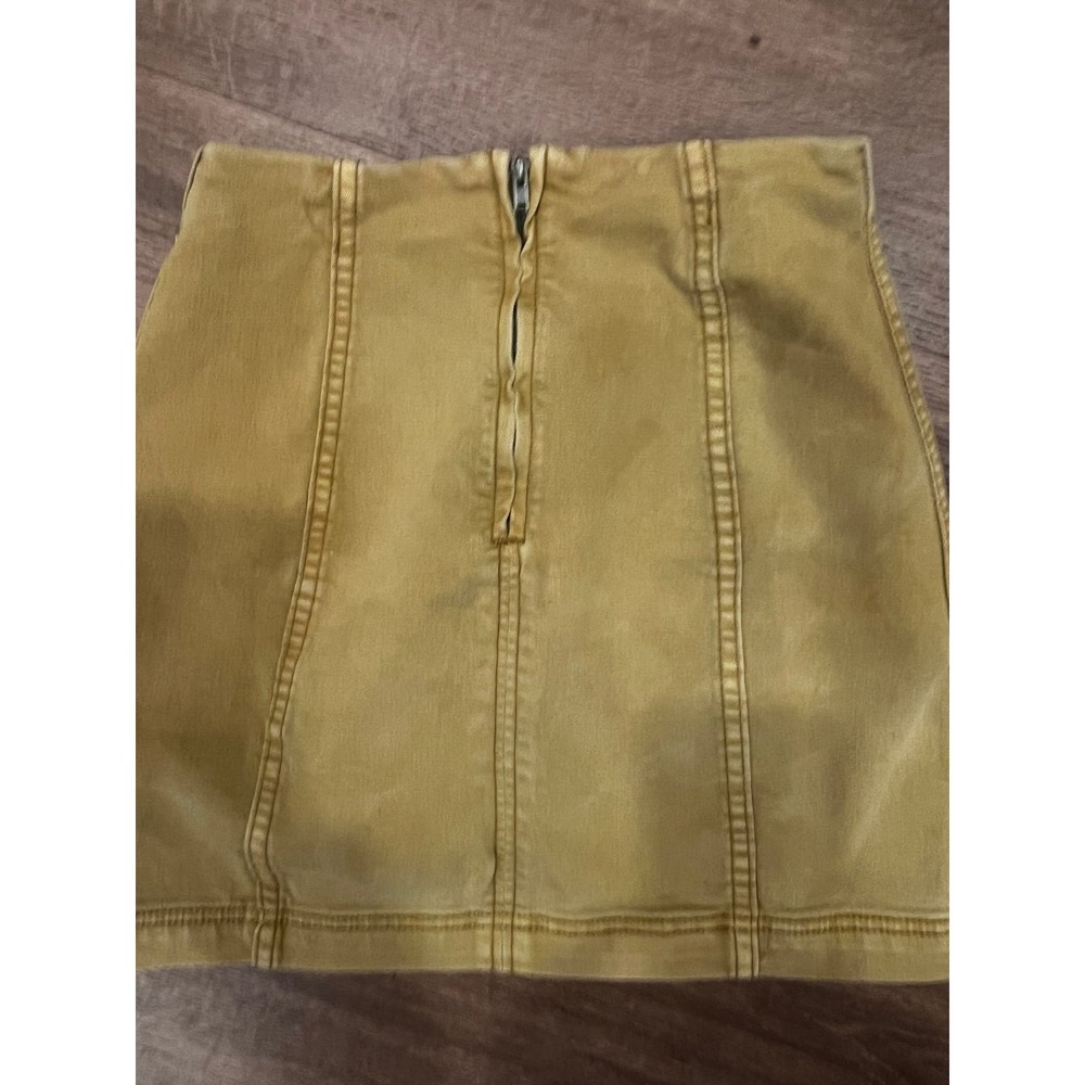 Free People Modern Femme Mini Skirt Size 2 Mustard Gold Stretch Zip - Picture 4 of 8